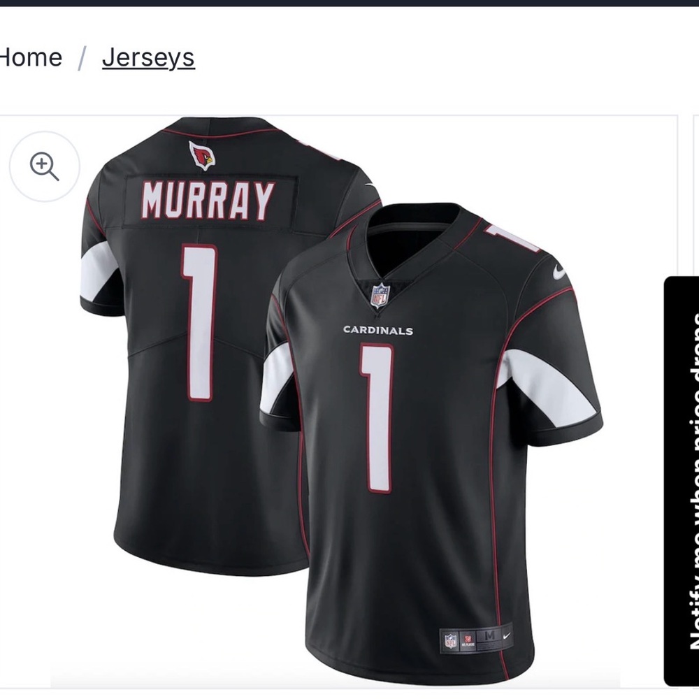 NFL Black Jersey with Red Trim and Team Patch Men’s Medium